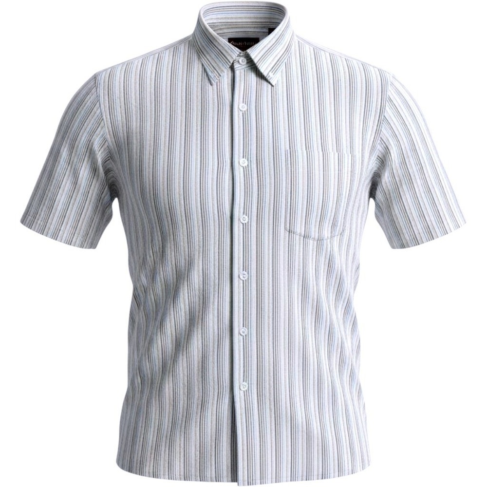 Oak Hill Mens 4XLT Striped Short Sleeve Button Down Shirt Wrinkle Free Blue Tan